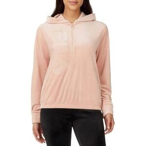 NWOT Fila Womens Velour Quarter Zip Hoodie Misty Rose Small
